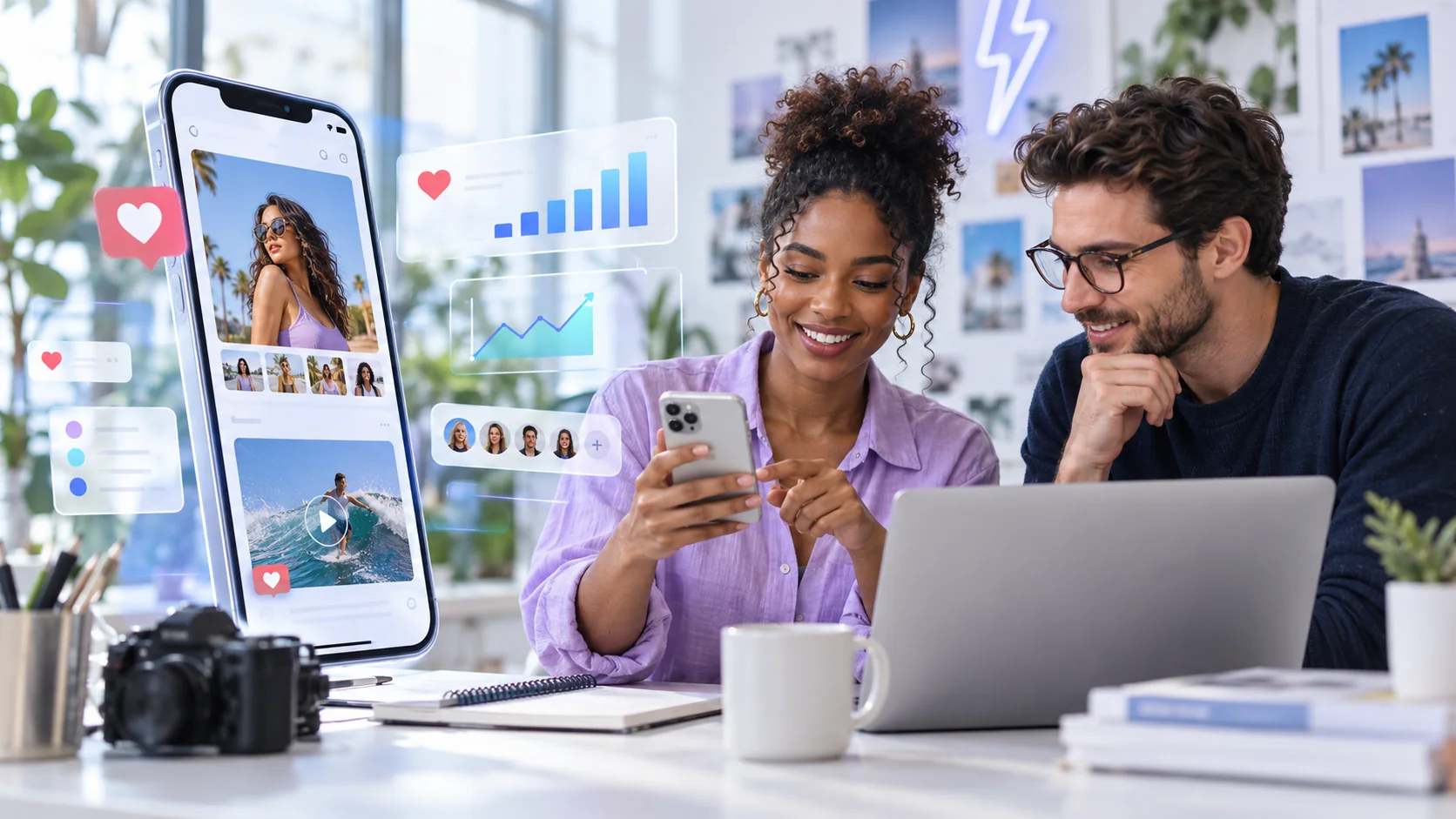 Creators reviewing Instagram post and Reel like engagement