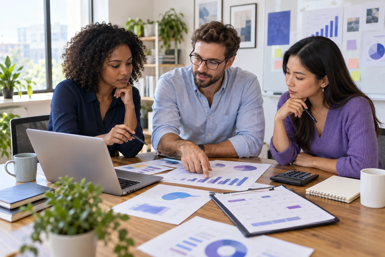 Marketing team comparing Facebook follower package costs and audience plans