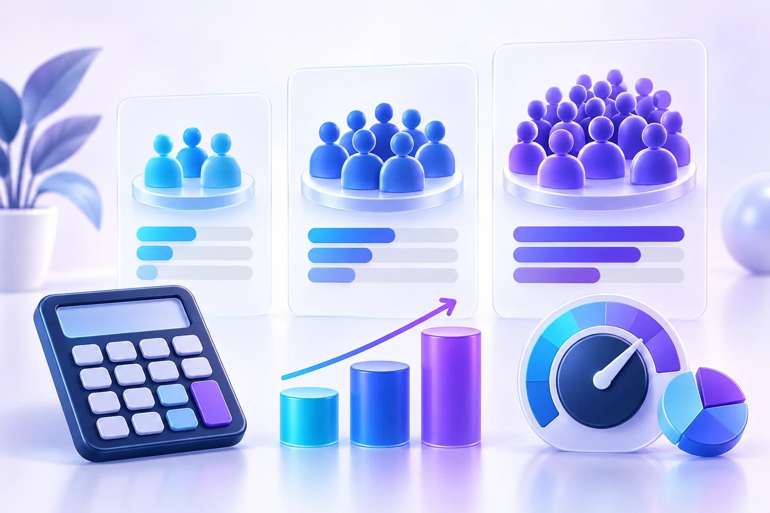 Three Facebook audience package sizes compared with calculator and budget graphics