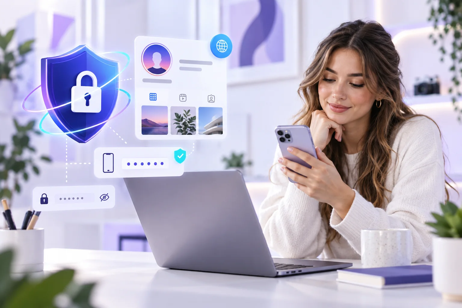 Creator securing a public Instagram profile while keeping login credentials private