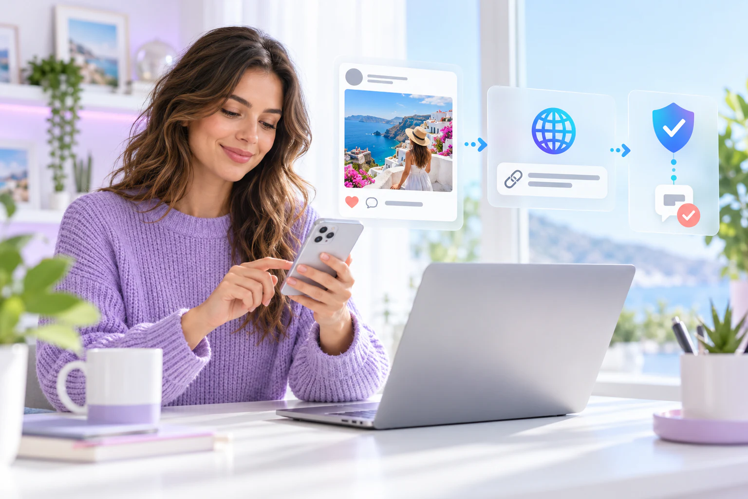 Creator verifying a public Instagram profile and content destination without sharing login credentials