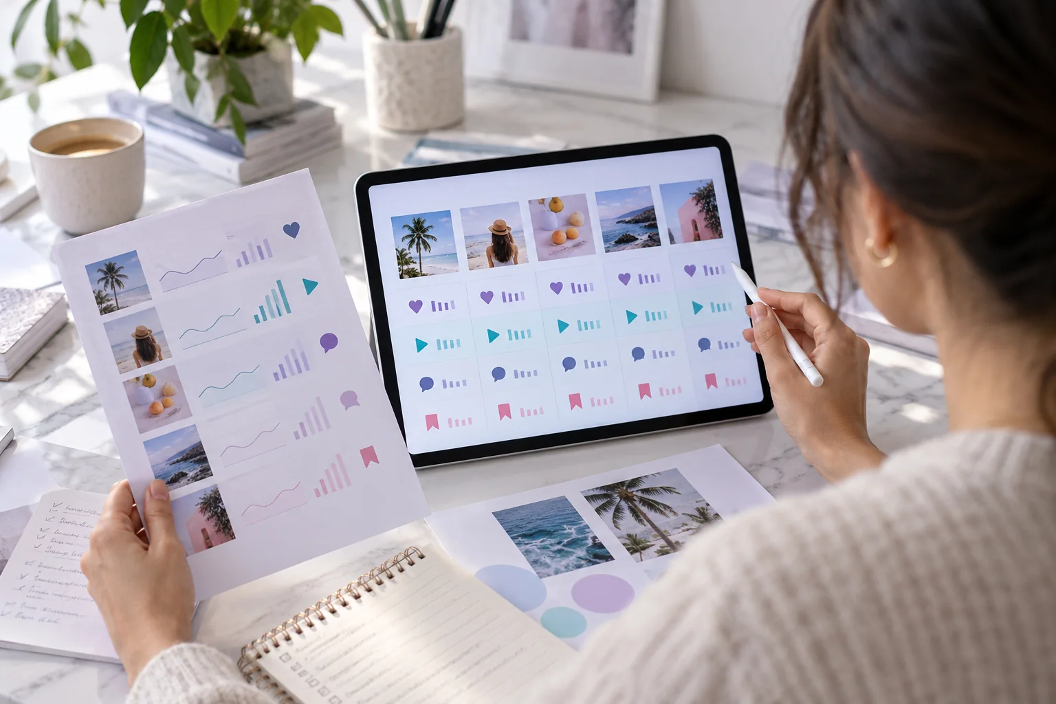 Creator comparing Instagram likes, views, comments, and saves across posts