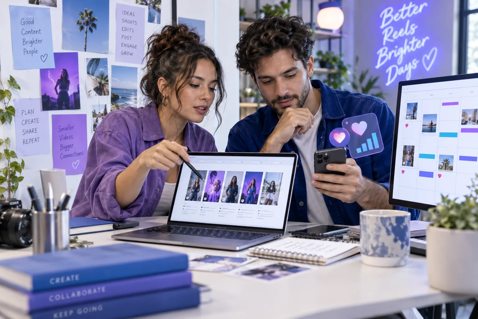 Creators planning an Instagram Reel likes and engagement campaign